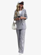 Women's Two-Piece Blazer and Straight-Leg Trouser Suit Set