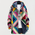 Men's Fleece Lined Hooded Zip Cardigan with Southwestern Print